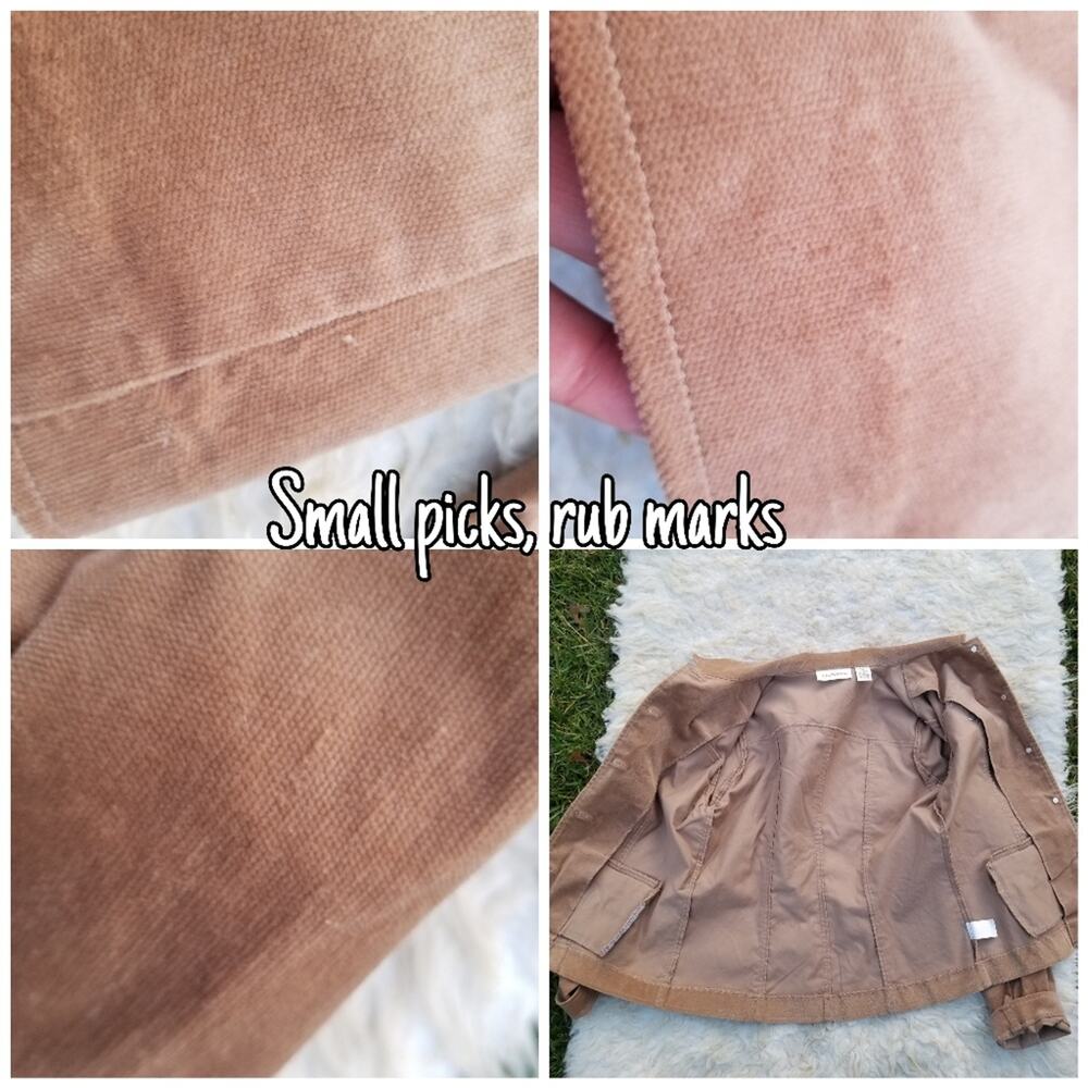 Tan Jacket Chadwick's Size 6 Tan Coat Button Front Flap Pockets Stretch Velour - Picture 8 of 10